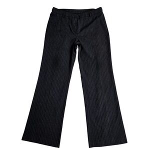 New York & Company Gray Pinstripe Wide Leg Dress Pants Tall Size 14 Stretch